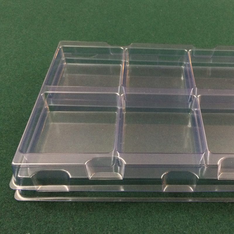 3 Square Shaped Clear Boxes with Rectangle Tray