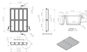 Drawing for 8 Cavity Tray