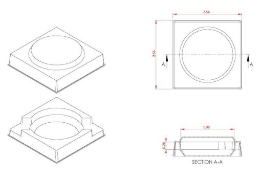 Dimensions for 2" Optic Tray and Cover