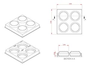 Drawing for 4 cavity optics tray.