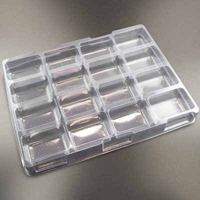 Plastic shipping tray with 3.25" cavity.