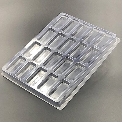 Plastic shipping tray with 2.43" cavities.