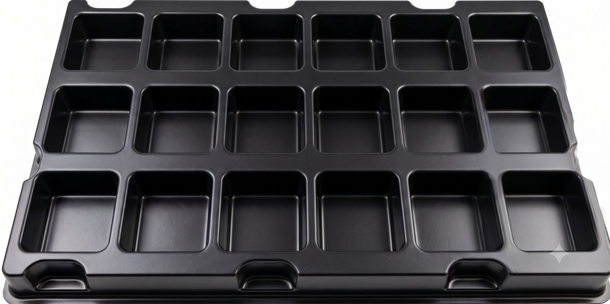 Reusable ESD-safe black conductive styrene tray ESD Safe reusable shipping tray
